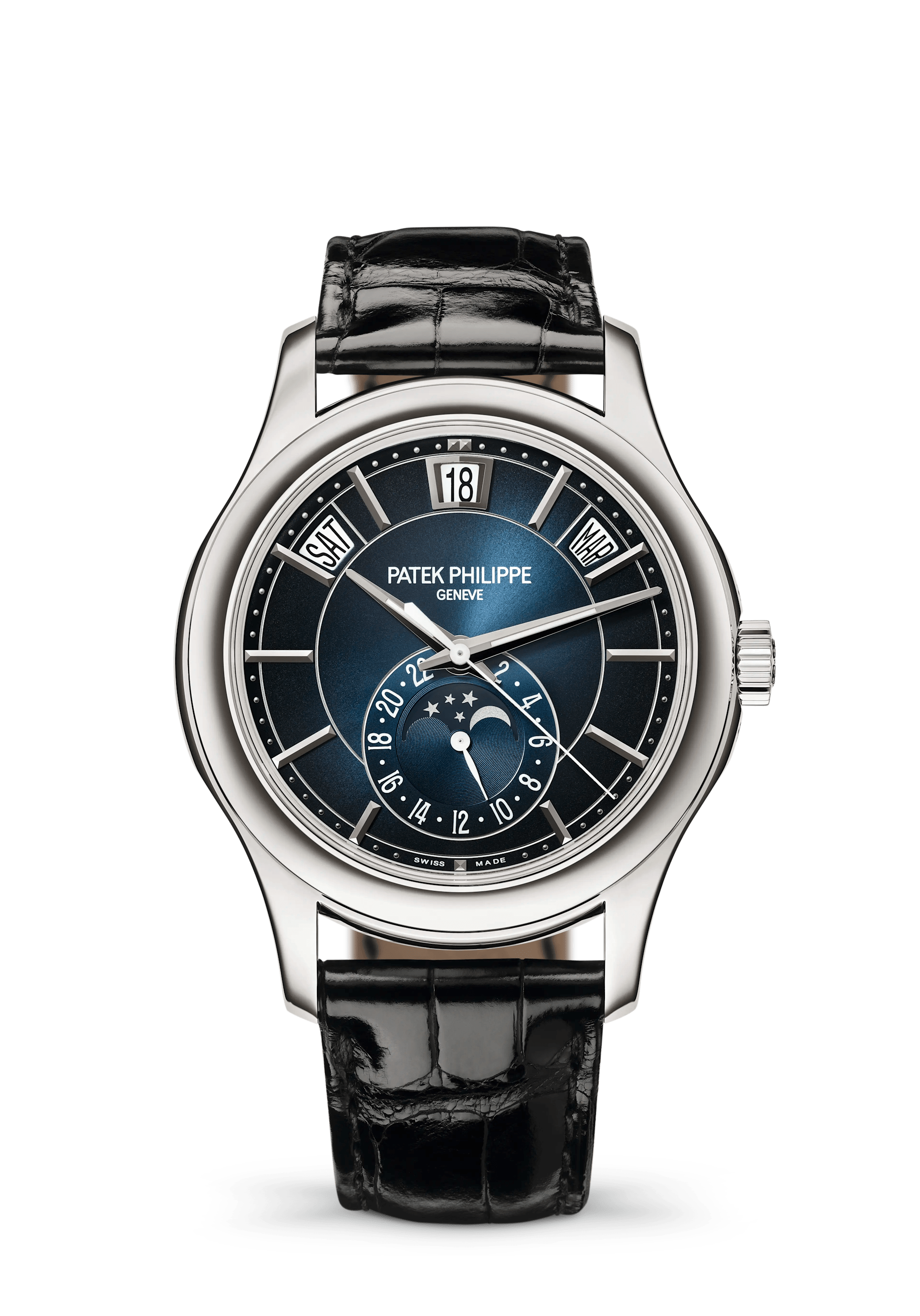 Patek Philippe Complications 5205G-013, White gold, Blue dial