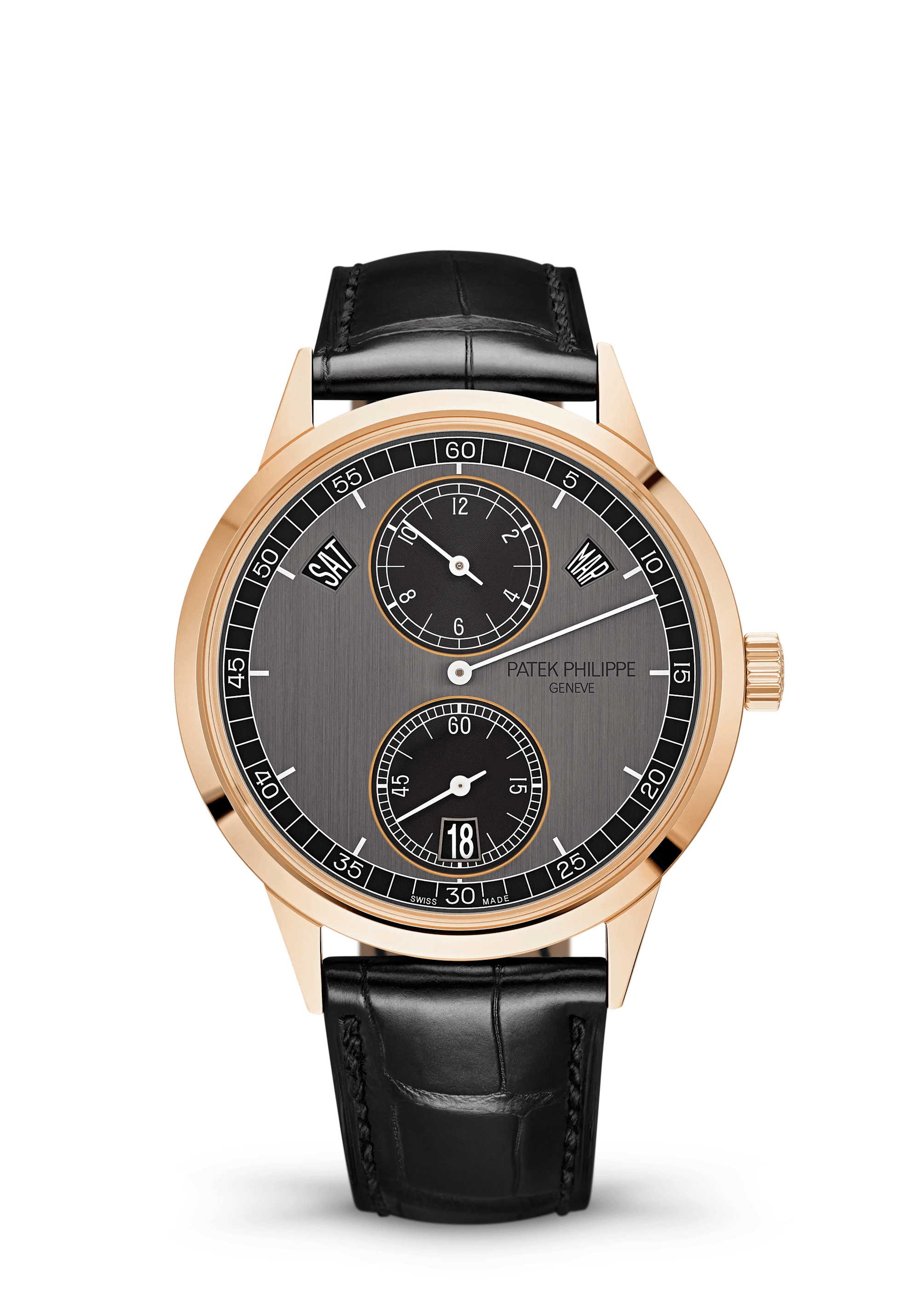 Patek Philippe Complications 5235/50R-001, Rose gold, Charcoal grey dial
