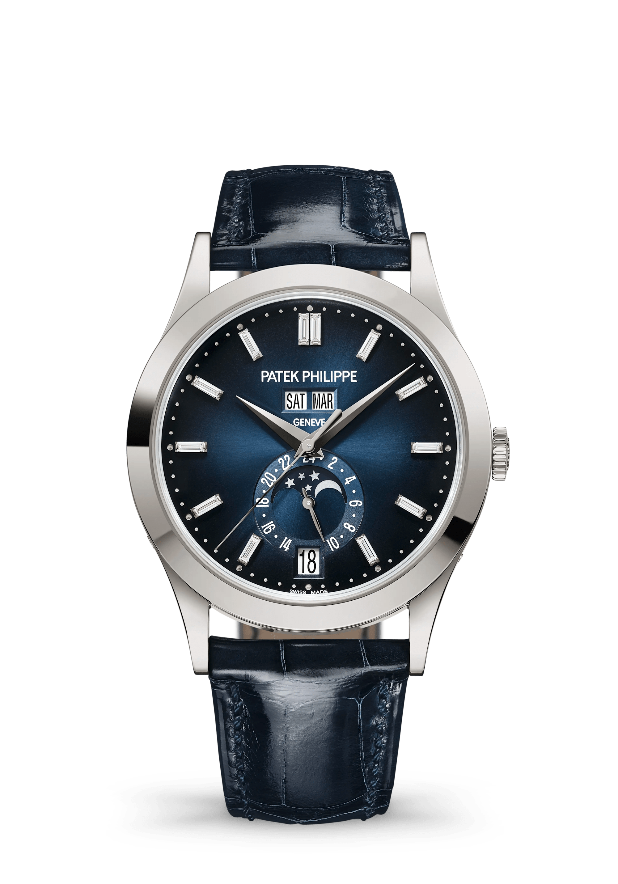 Patek Philippe Complications 5396G-017, White gold, Blue dial