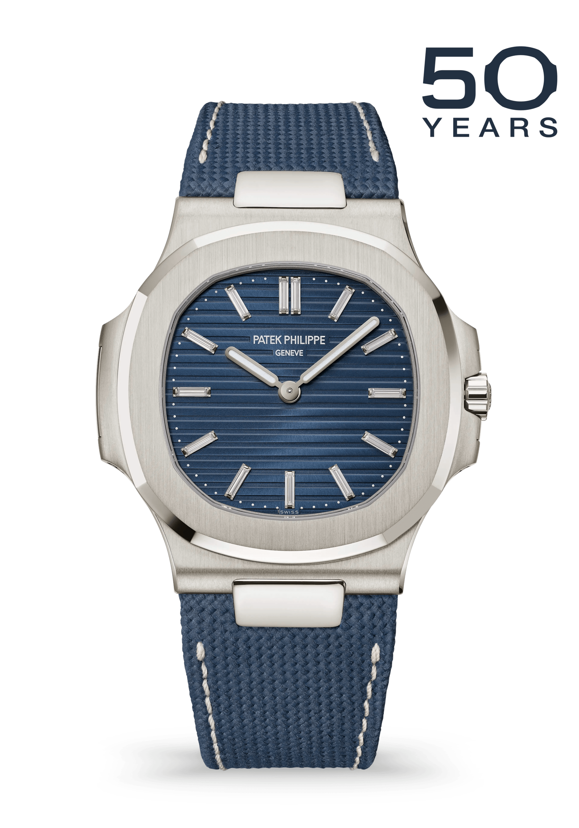 Patek Philippe Nautilus 5810G-001, White gold, Blue dial