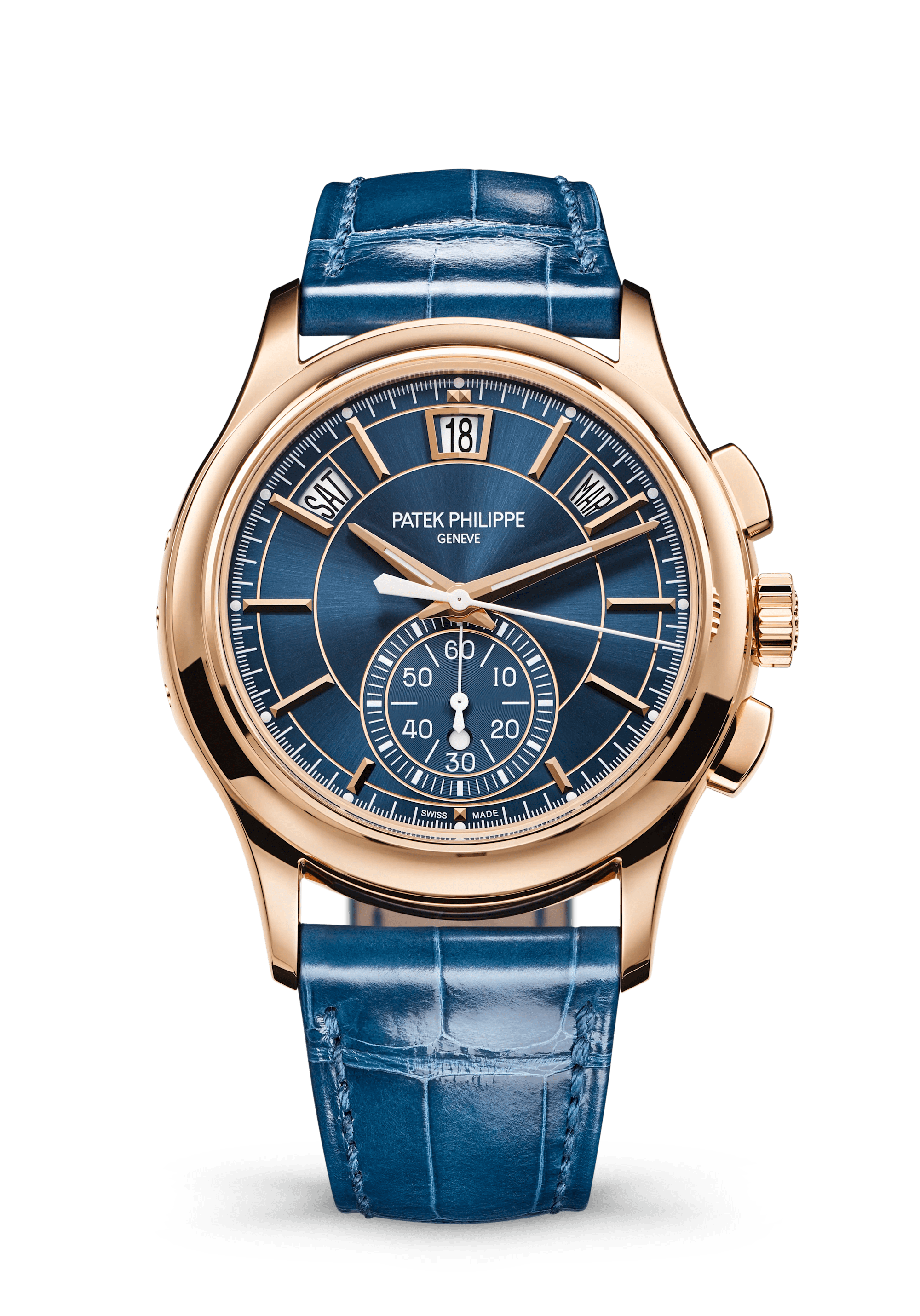 Patek Philippe Complications 5905R-010, Rose gold, Blue dial