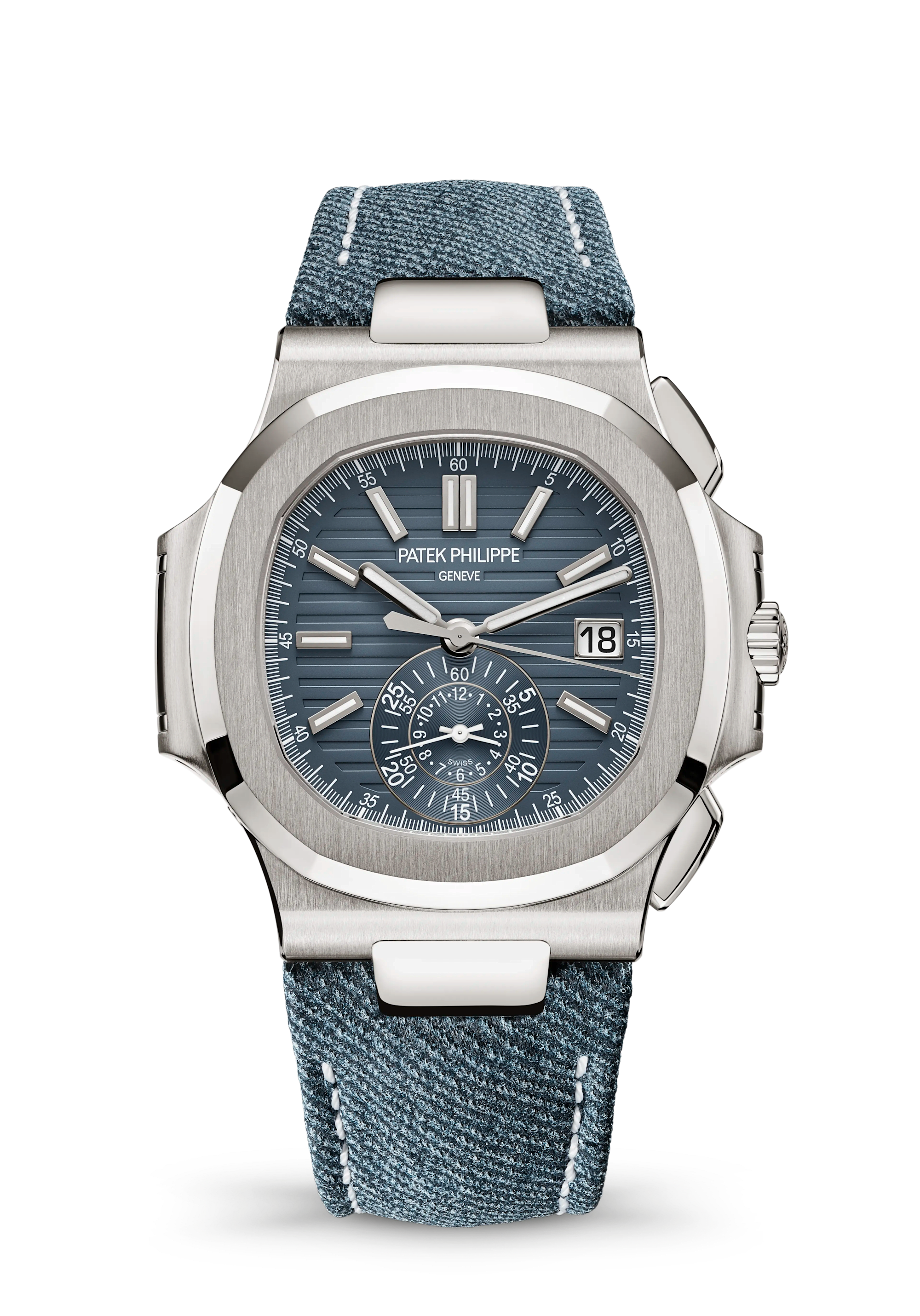 Patek Philippe Nautilus 5980/60G-001, White gold, Blue-grey dial
