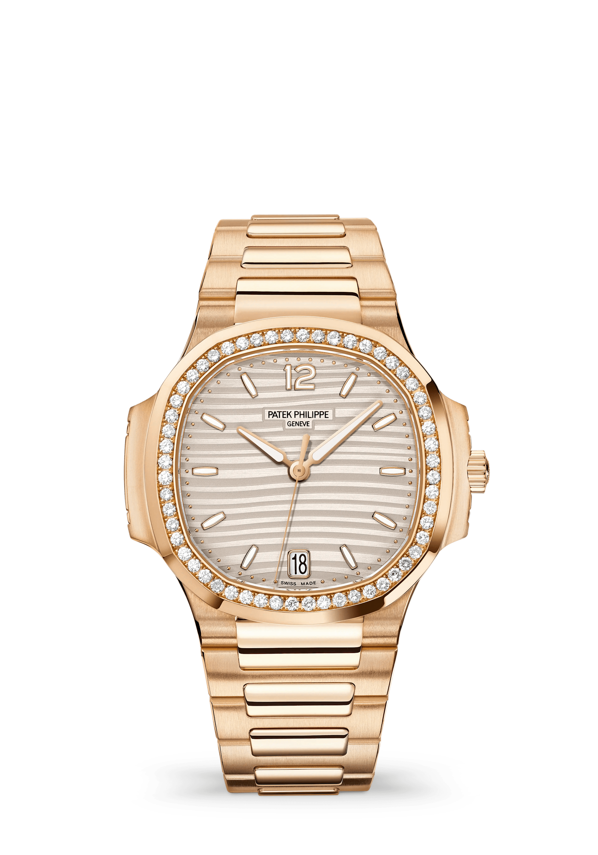 Patek Philippe Nautilus 7118/1200R-001, Rose gold, Silvery dial