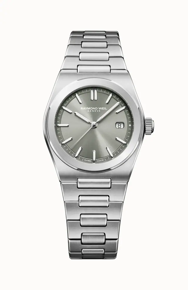 Raymond Weil A.R.T. Sage green Dial Integrated Stainless Steel Bracelet Quartz Watch, 30 mm 1250-ST-52001