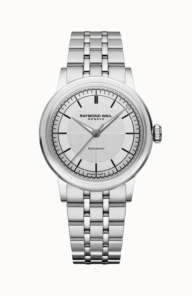 Raymond Weil Millesime Automatic Central Seconds Silver Dial Watch, 35 mm, 35 mm, silver dial 2125-ST-65001