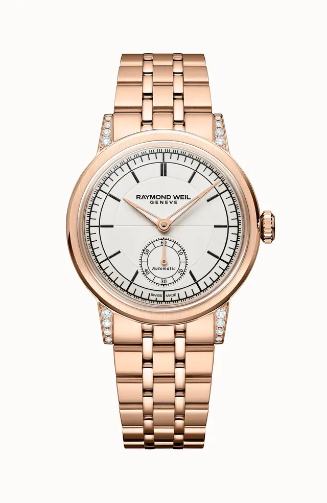 Raymond Weil Millesime Automatic Small Seconds Diamonds Watch, 35mm, 35 mm, cream dial 2130-P5S-64001
