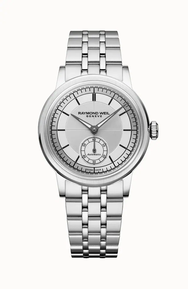 Raymond Weil Millesime Automatic Small Seconds Silver Dial Watch, 35mm, 35 mm, silver dial 2130-ST-65001