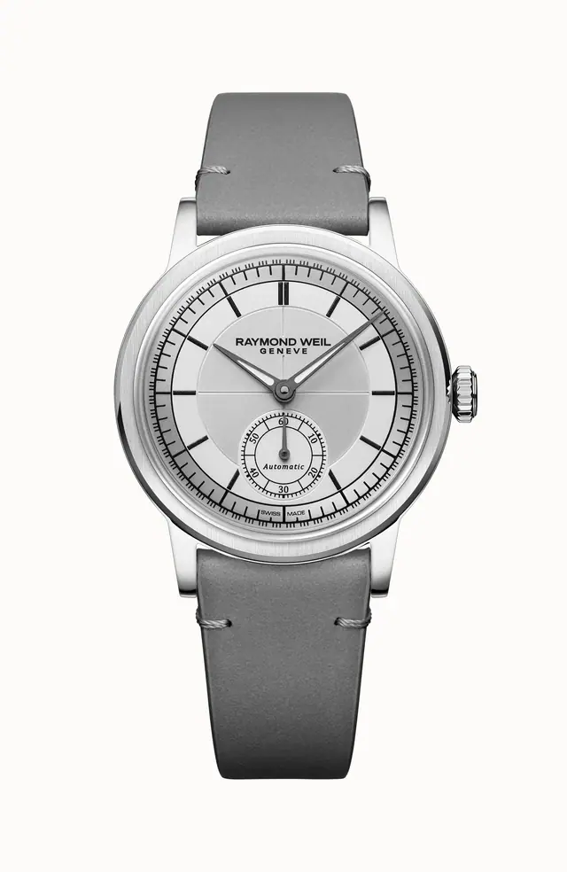 Raymond Weil Millesime Automatic Small Seconds Silver Dial Watch, 35mm, 35 mm, silver dial 2130-STC-65001