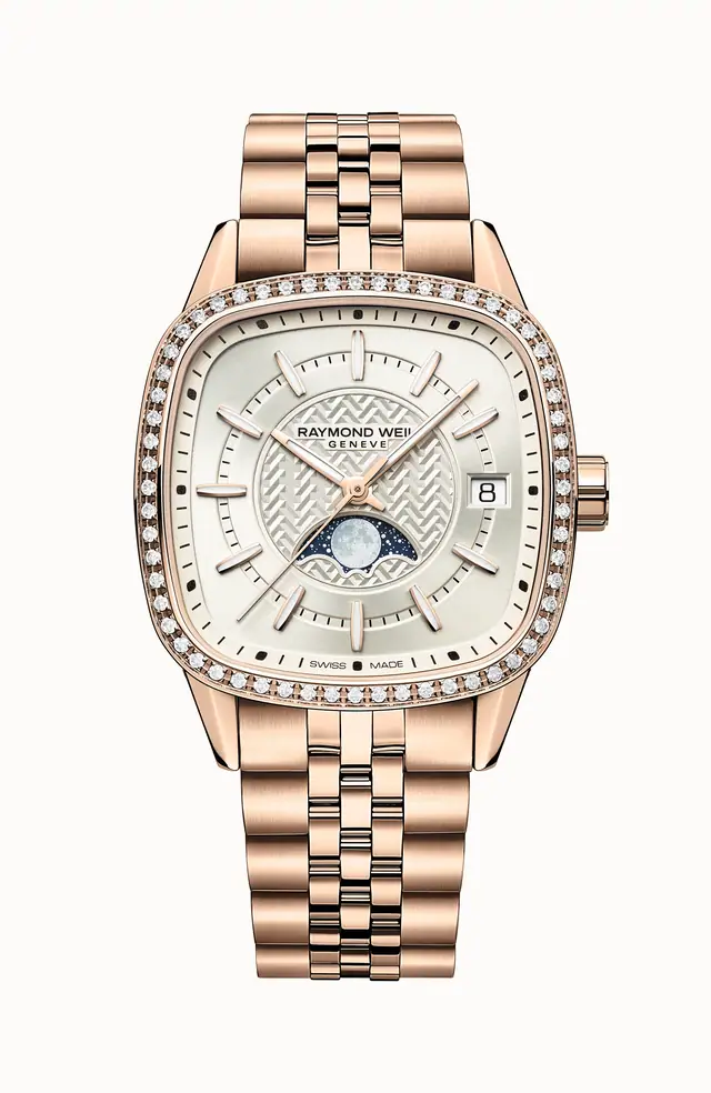 Raymond Weil Freelancer Ladies Automatic Moon Phase Cushion Shape Watch, 34 x 34 mm 2496-P5S-40051