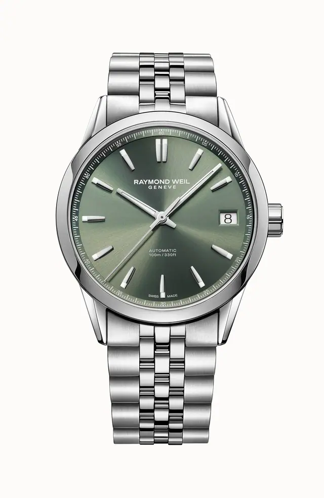 Raymond Weil Freelancer Men's Automatic Green Dial Stainless Steel Bracelet Watch, 40 mm 2741-ST-52001