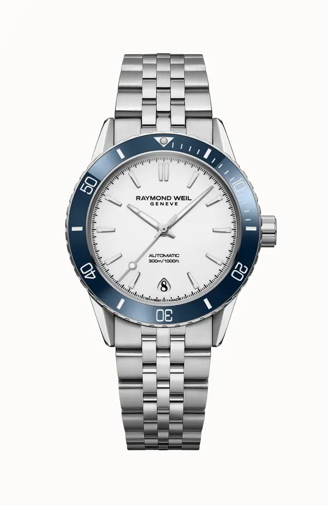 Raymond Weil Freelancer Diver Automatic White Dial Bracelet Watch, 36 mm 2755-ST3-30001