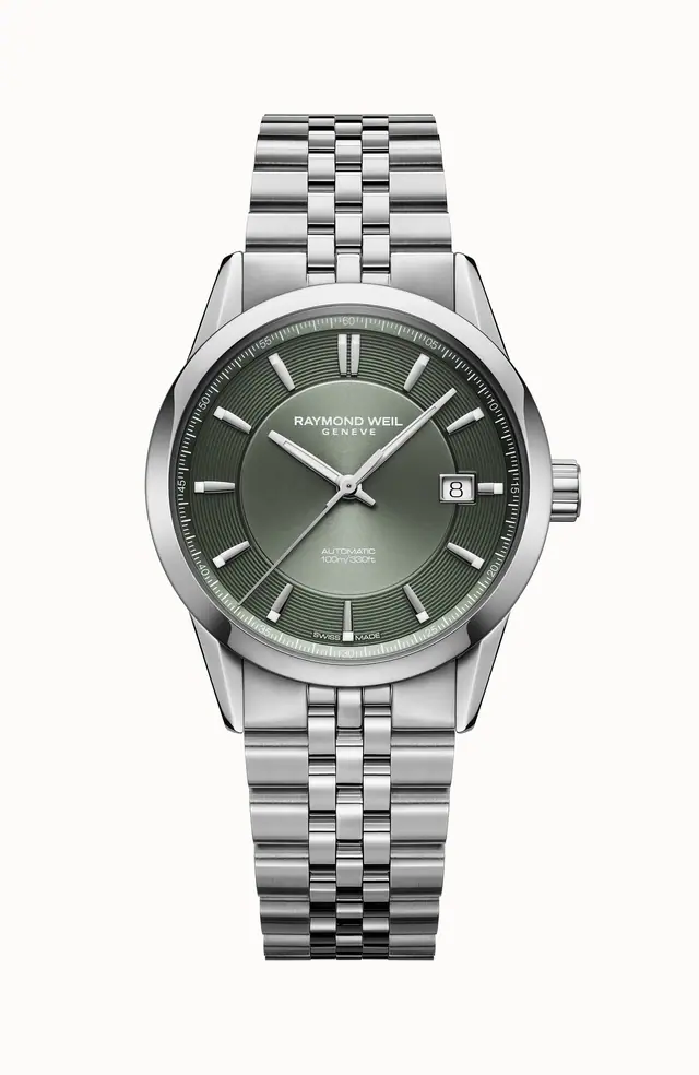 Raymond Weil Freelancer Automatic Olive Green Dial Stainless Steel Bracelet Watch, 38 mm 2771-ST-52051
