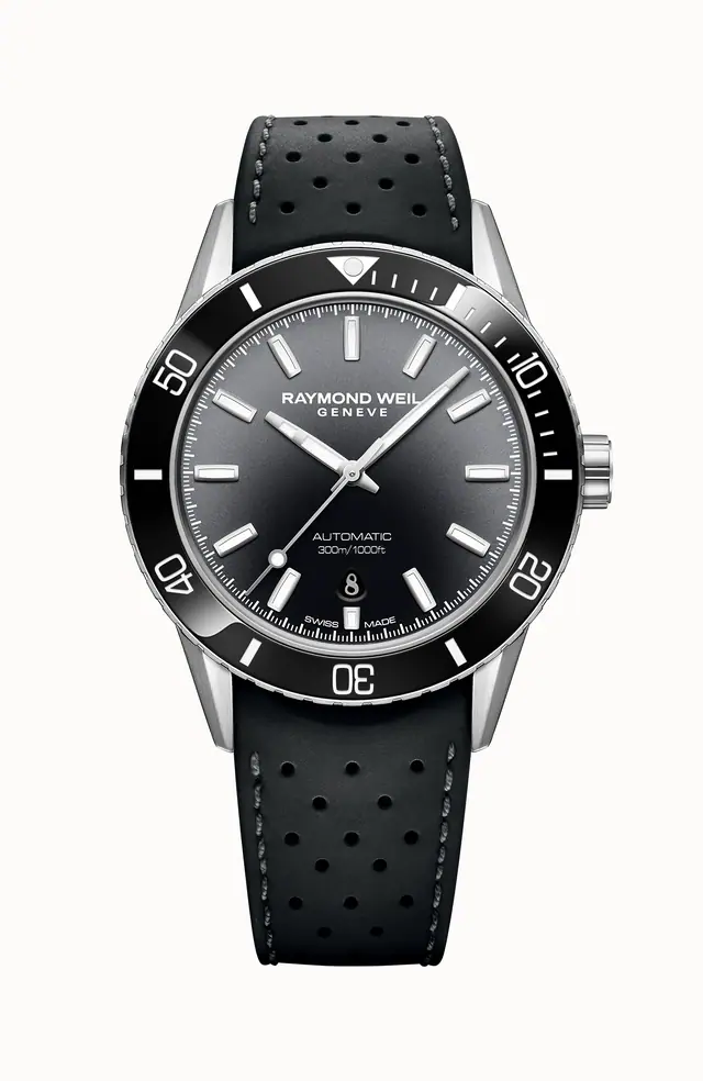 Raymond Weil Freelancer Diver Black Dial & Rubber Strap Automatic Watch, 42 mm 2775-SR1-20051