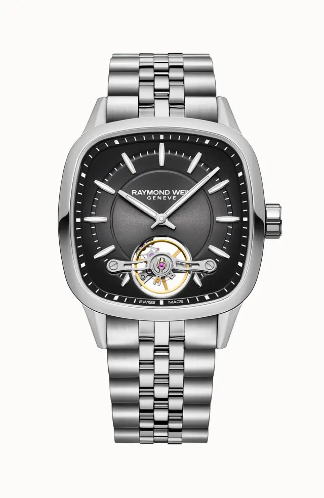 Raymond Weil Freelancer Calibre RW1212 Men’s Automatic Black Steel Cushion Shape Watch, 40 x 40 mm 2790-ST-20051