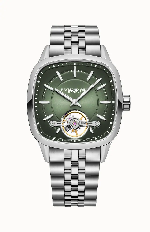 Raymond Weil Freelancer Calibre RW1212 Men’s Automatic Green Steel Cushion Shape Watch, 40 x 40 mm 2790-ST-52051