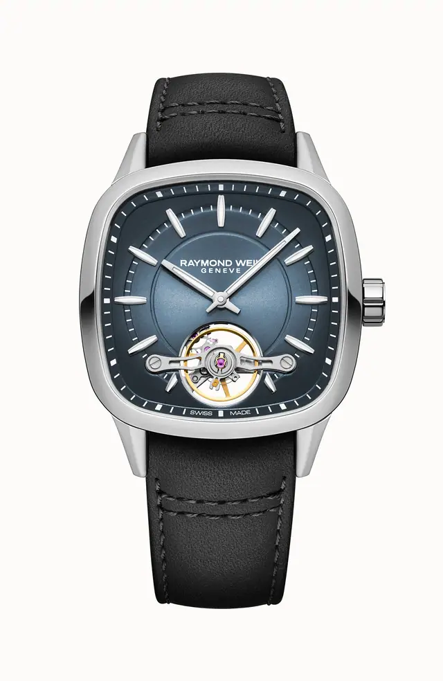 Raymond Weil Freelancer Calibre RW1212 Men’s Automatic Black Leather Strap Cushion Shape Watch, 40 x 40 mm 2790-STC-50051