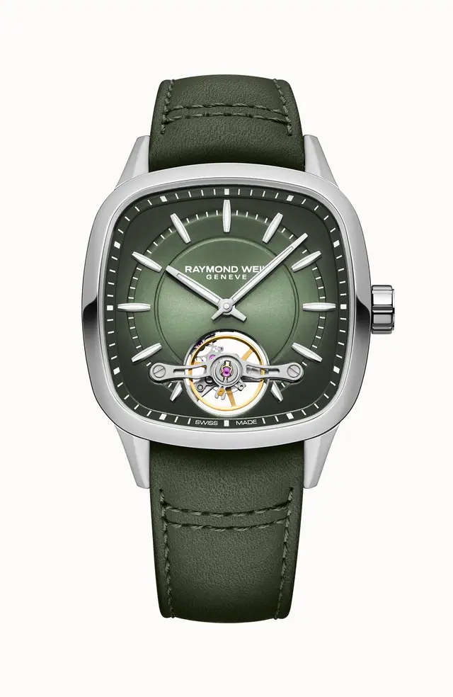 Raymond Weil Freelancer Calibre RW1212 Men’s Automatic Green Leather Strap Cushion Shape Watch, 40 x 40 mm 2790-STC-52051