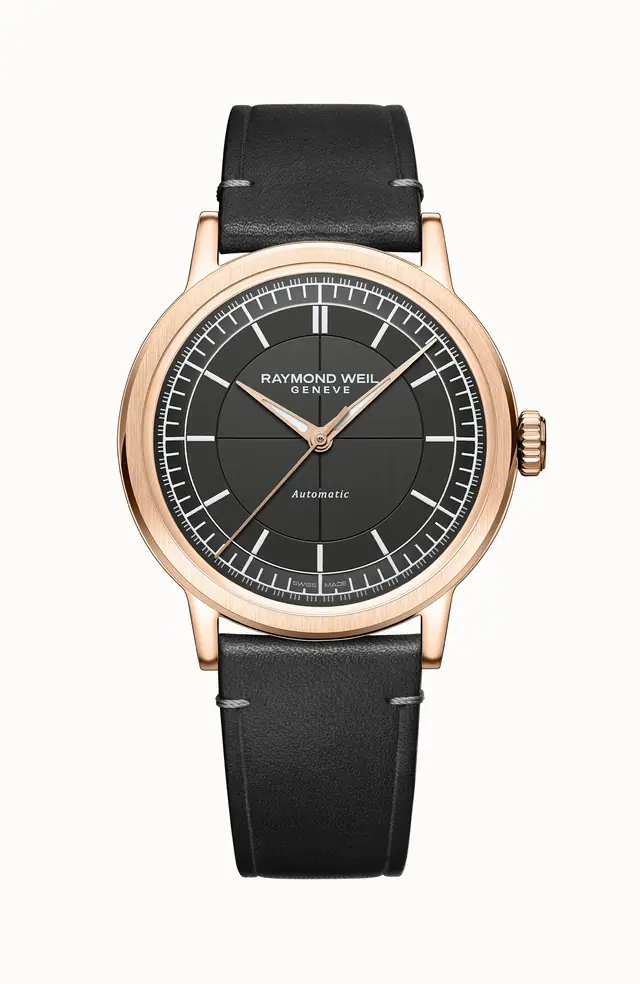 Raymond Weil Millesime Men's Automatic Grey dial, Grey Leather Strap Watch, 39 mm 2925-PC5-60001