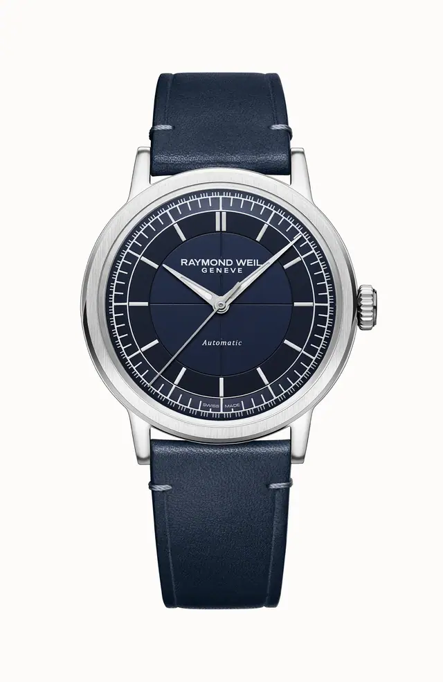 Raymond Weil Millesime Men's Automatic Blue Leather Strap Watch, 39 mm 2925-STC-50001