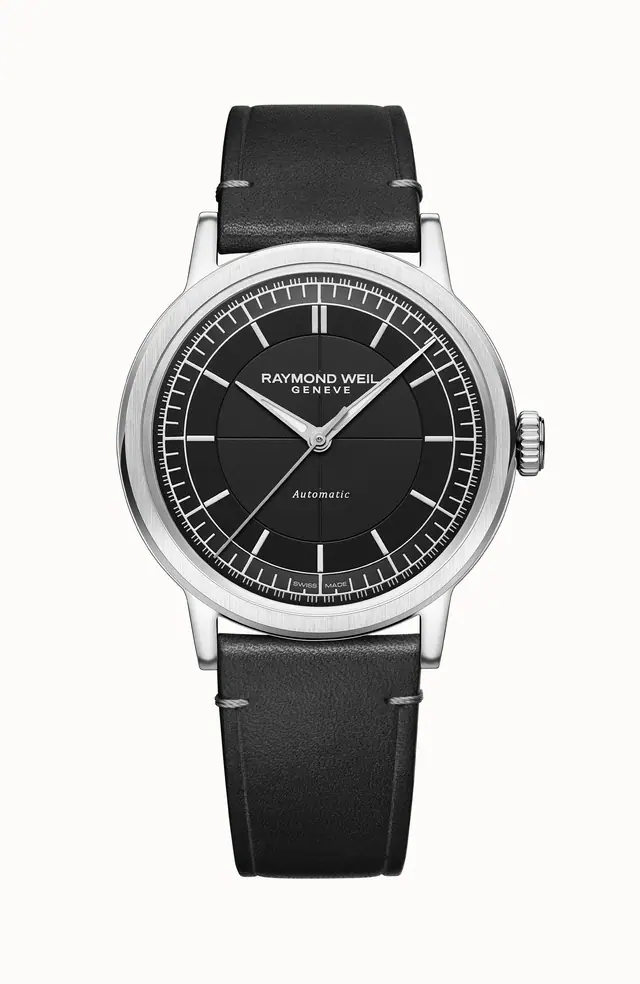 Raymond Weil Millesime Men's Automatic Black Leather Strap Watch, 39 mm 2925-STC-60001