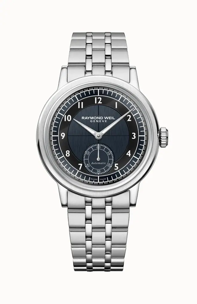 Raymond Weil Millesime Men's Automatic Small Seconds Tuxedo Midnight Blue and Black Dial Bracelet Watch, 39 mm 2930-ST-05502