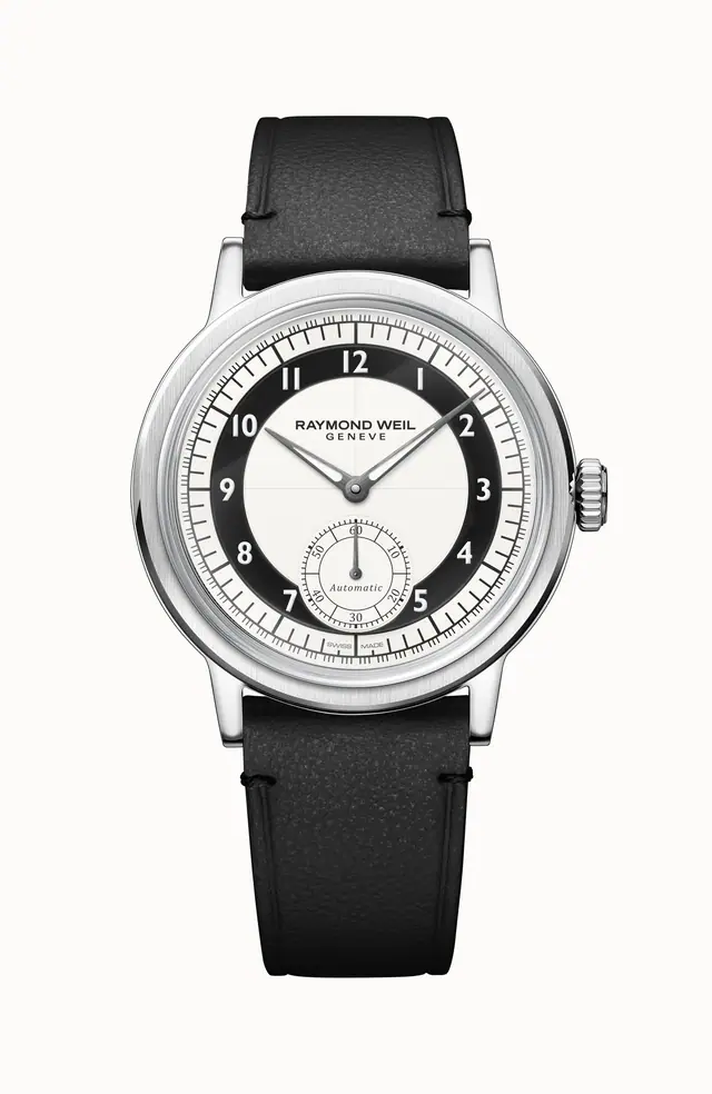 Raymond Weil Millesime Men's Automatic Small Seconds Tuxedo Black and White Dial Watch, 39 mm 2930-STC-05642