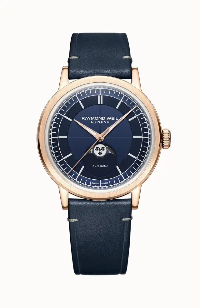 Raymond Weil Millesime Automatic Moon Phase Midnight Blue Dial Watch, 39 mm 2945-PC5-50001