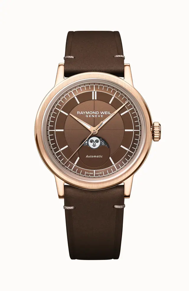 Raymond Weil Millesime Automatic Moon Phase Brown Dial Watch, 39 mm 2945-PC5-70001