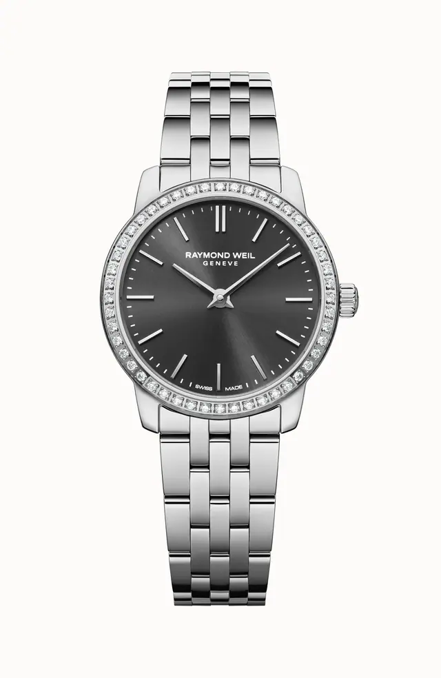 Raymond Weil Toccata Ladies Classic Diamond Stainless Steel Black Dial Quartz Watch, 24 mm 5024-STS-60001