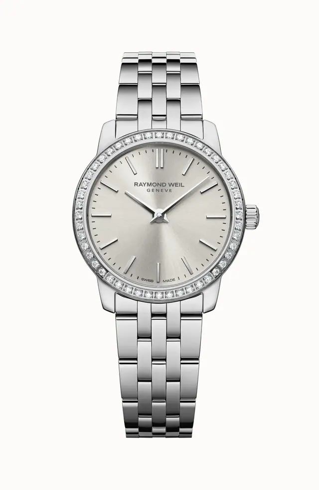 Raymond Weil Toccata Ladies Classic Diamond Stainless Steel Old Silver Dial Quartz Watch, 24 mm 5024-STS-64001