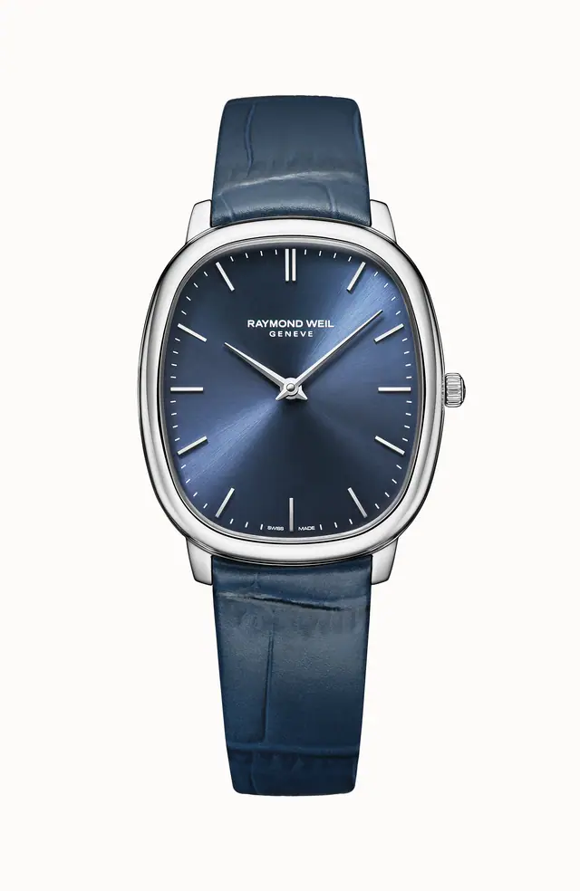 Raymond Weil Toccata Heritage Blue Dial Blue Leather Strap Quartz Watch, 31 x 36 mm 5280-STC-50001