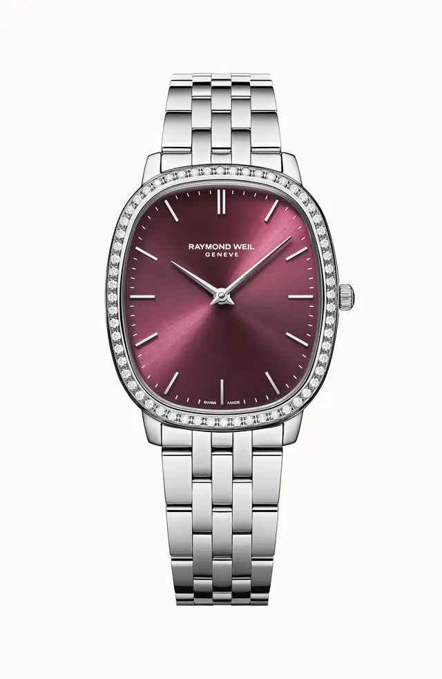 Raymond Weil Toccata Heritage Red Grape Dial Quartz Diamonds Bracelet Watch, 31 x 36 mm 5280-STS-45001