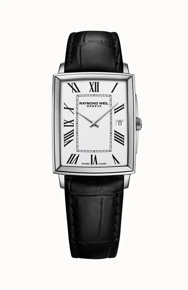 Raymond Weil Toccata Men's Stainless Steel Leather Square Quartz Watch, 37 x 29 mm 5425-STC-00300