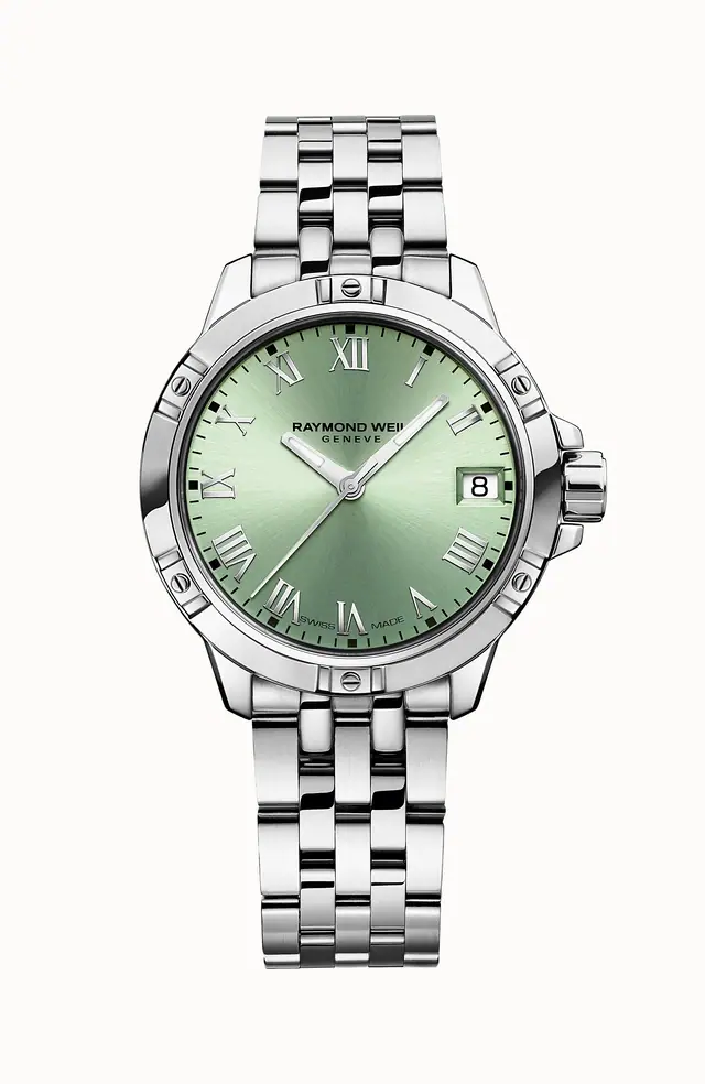 Raymond Weil Tango Classic Ladies Quartz Green Dial Steel Date Watch, 30mm 5960-ST-00520