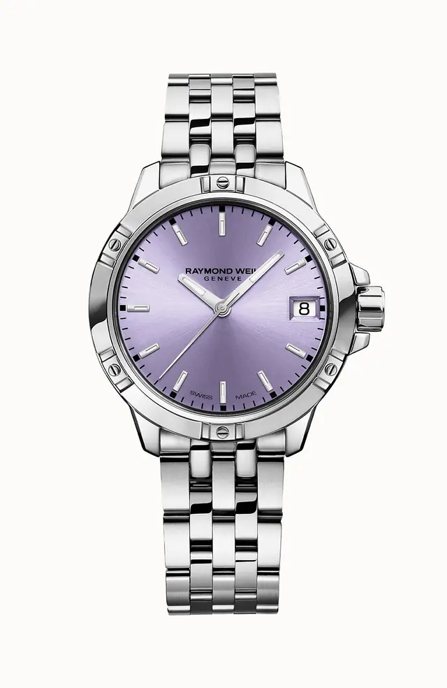 Raymond Weil Tango Classic Ladies Quartz Lavender Dial Steel Date Watch, 30 mm 5960-ST-46001