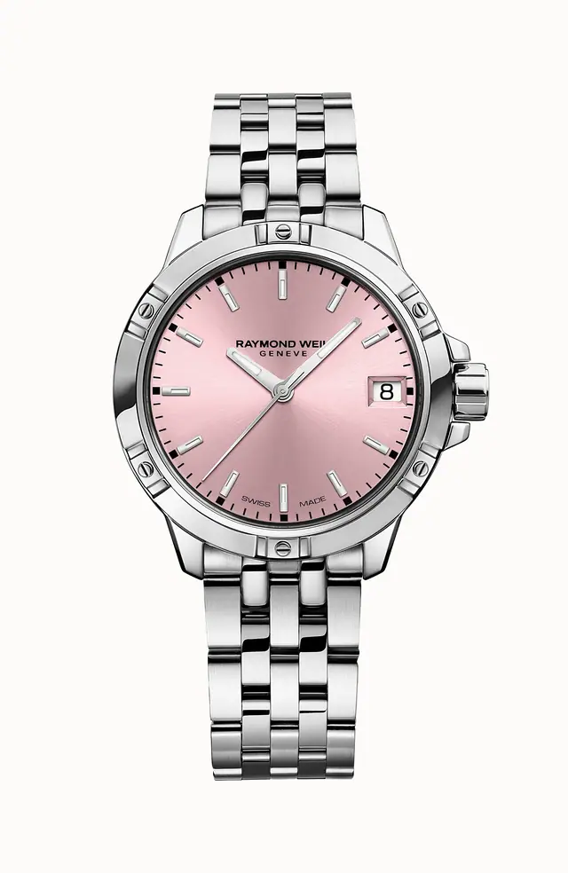 Raymond Weil Tango Classic Ladies Quartz Pink Dial Steel Date Watch, 30mm 5960-ST-80001