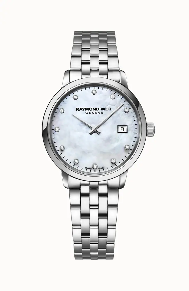 Raymond Weil Toccata Ladies White Mother-of-Pearl Diamond Quartz Watch, 29 mm 5985-ST-97081