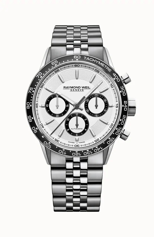 Raymond Weil Freelancer Men's Automatic Chronograph Bracelet Watch, 43 mm, 43 mm, white dial 7741-ST1-30021