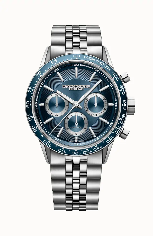 Raymond Weil Freelancer Men's Automatic Chronograph Bracelet Watch, 43 mm, 43 mm, blue dial 7741-ST3-50021