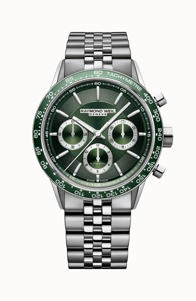 Raymond Weil Freelancer Men's Automatic Chronograph Bracelet Watch, 43 mm, 43 mm, green dial 7741-ST7-52021