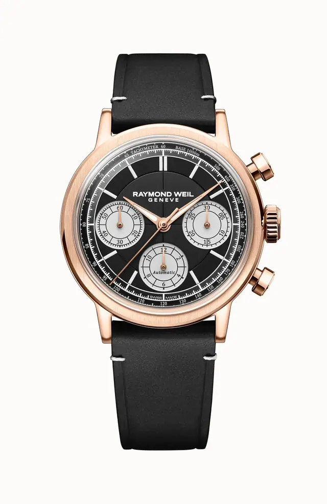 Raymond Weil Millesime Automatic Tri-Compax Chronograph Black Sector Dial Watch, 39 mm 7765-PC5-20631