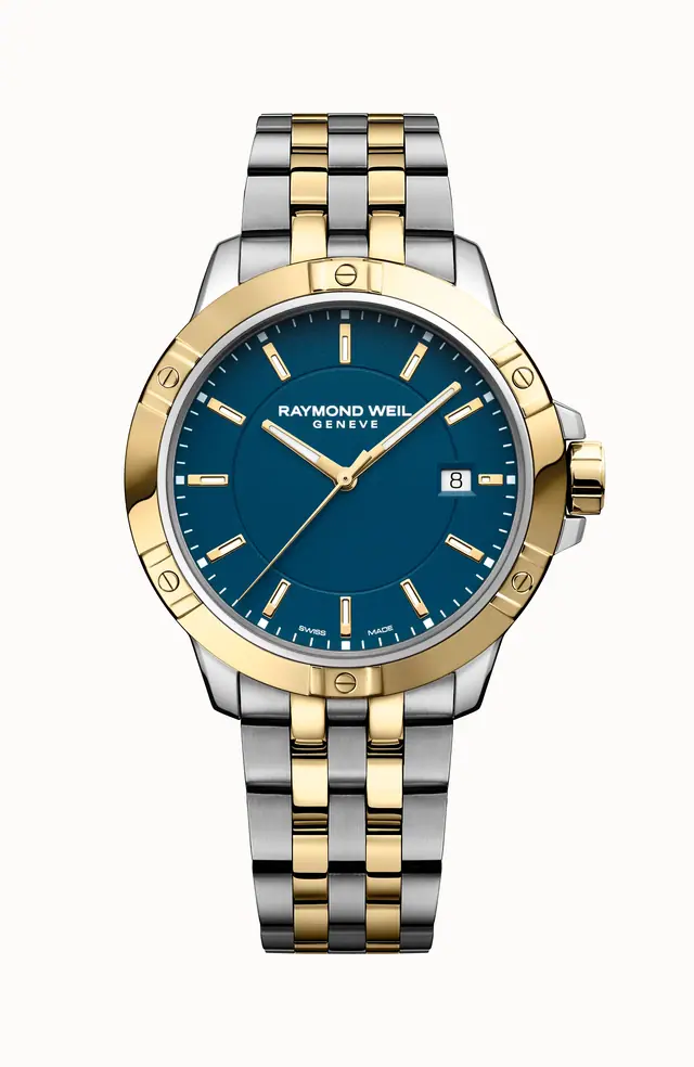 Raymond Weil Tango Classic Men's Quartz Two-Tone Bracelet Watch, 41mm, 41 mm, blue dial 8160-STP-50041