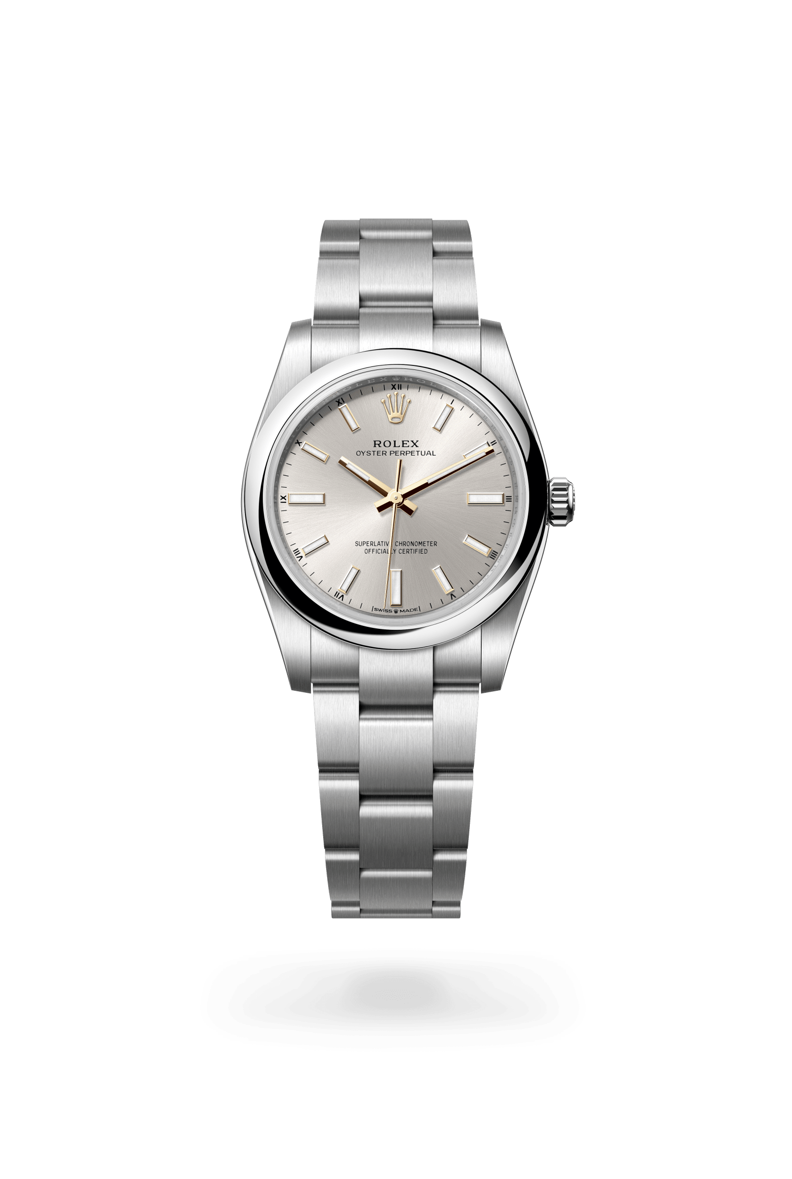 Rolex Oyster Perpetual 34, Oystersteel, Silver dial 124200-0001
