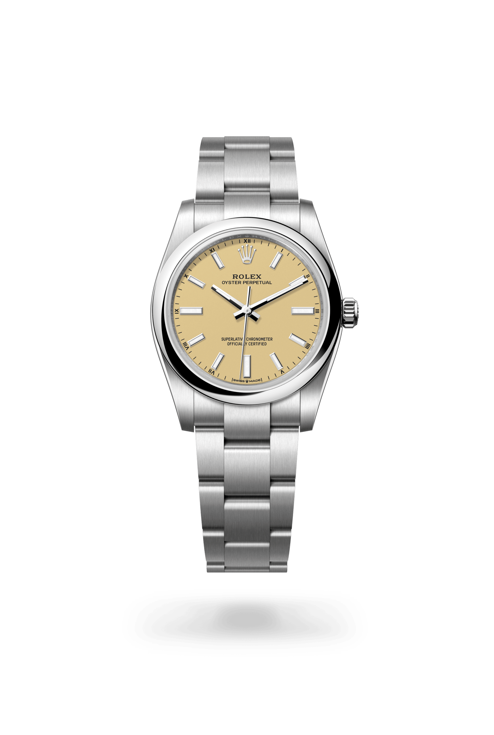 Rolex Oyster Perpetual 34, Oystersteel, Beige lacquer dial 124200-0007