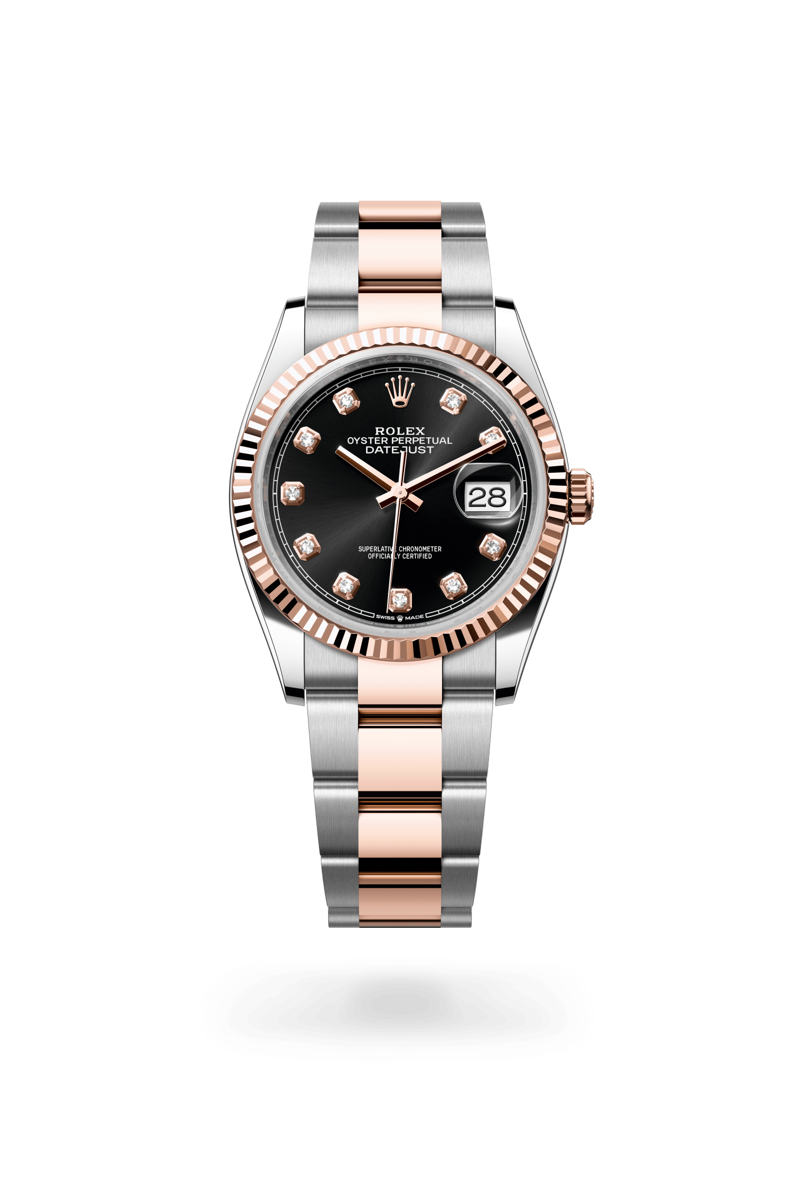 Rolex Datejust 36 Oyster, 36 mm, Oystersteel and Everose gold, Everose Rolesor, Bright black dial 126231-0020