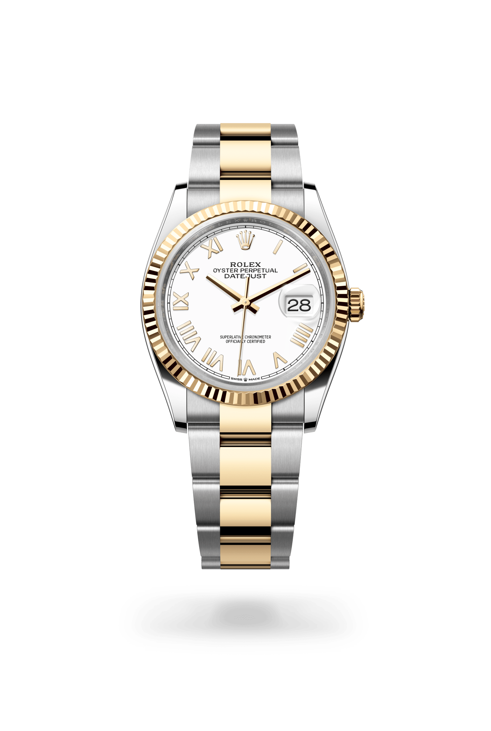 Rolex Datejust 36 Oyster, 36 mm, Oystersteel and yellow gold, Yellow Rolesor, White lacquer dial 126233-0048