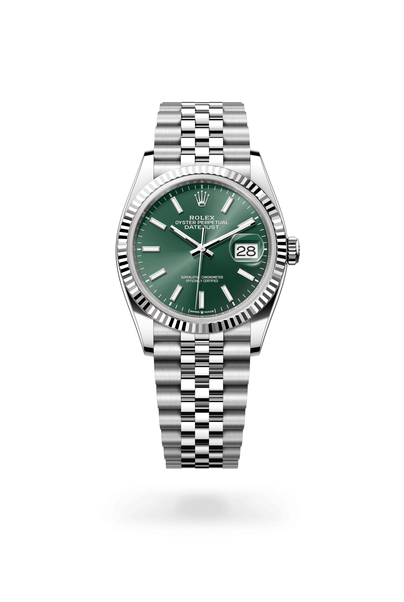 Rolex Datejust 36 Oyster, 36 mm, Oystersteel and white gold, White Rolesor, Mint green dial 126234-0051