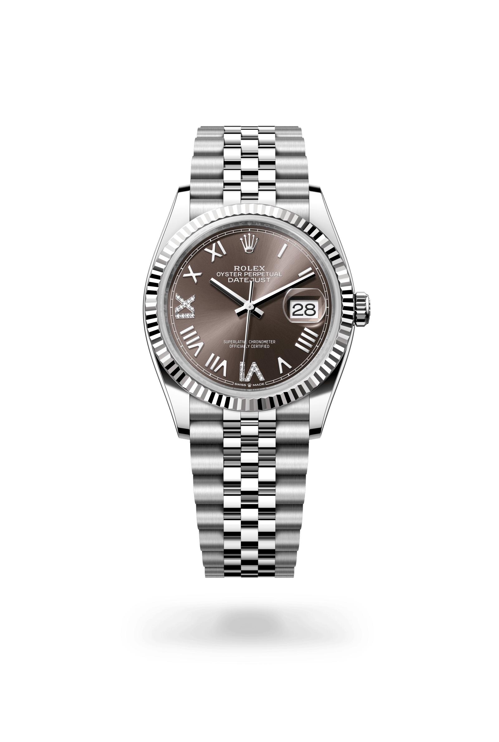 Rolex Datejust 36 Oyster, 36 mm, Oystersteel and white gold, White Rolesor, Dark grey dial 126234-0071