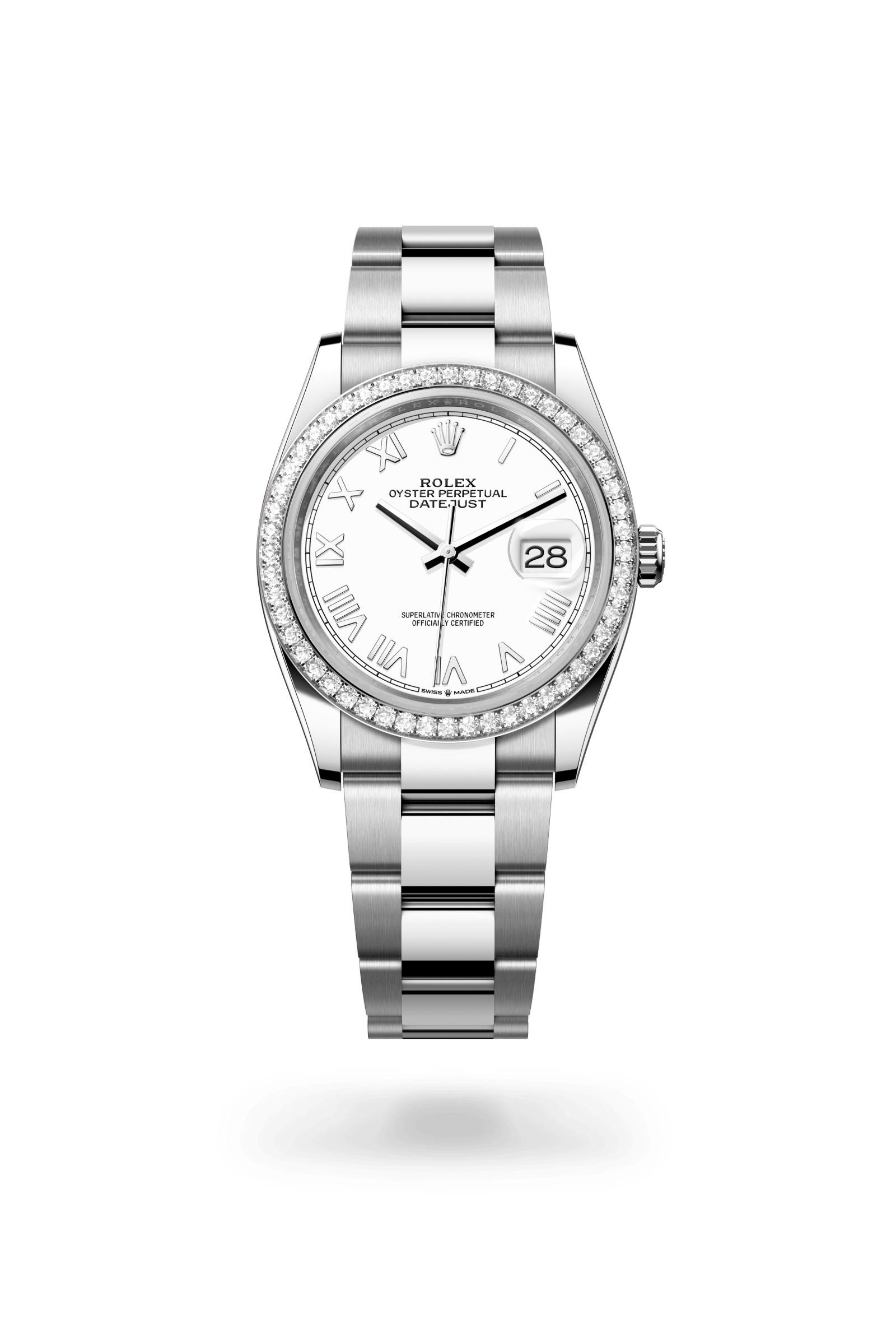 Rolex Datejust 36 Oyster, 36 mm, Oystersteel, white gold and diamonds, White Rolesor, White lacquer dial 126284RBR-0054