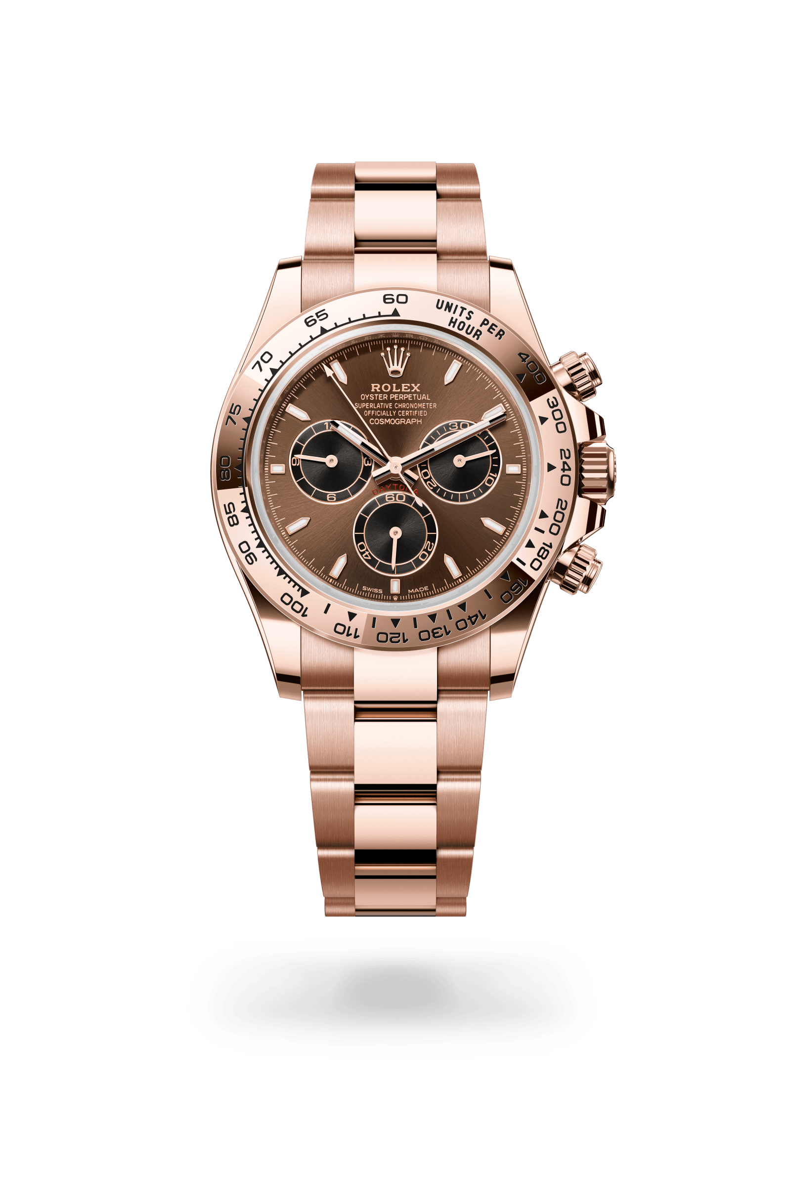 Rolex Cosmograph Daytona Oyster, 40 mm, Everose gold, 18 kt Everose gold, Bright chocolate and black dial 126505-0005